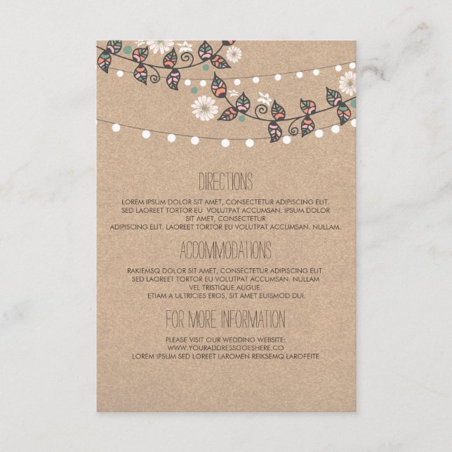 Lights Branch Wedding Details - Information Enclosure Card (Front)