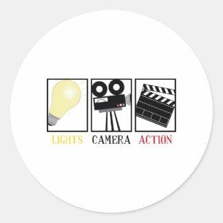 Lights Camera Action Classic Round Sticker