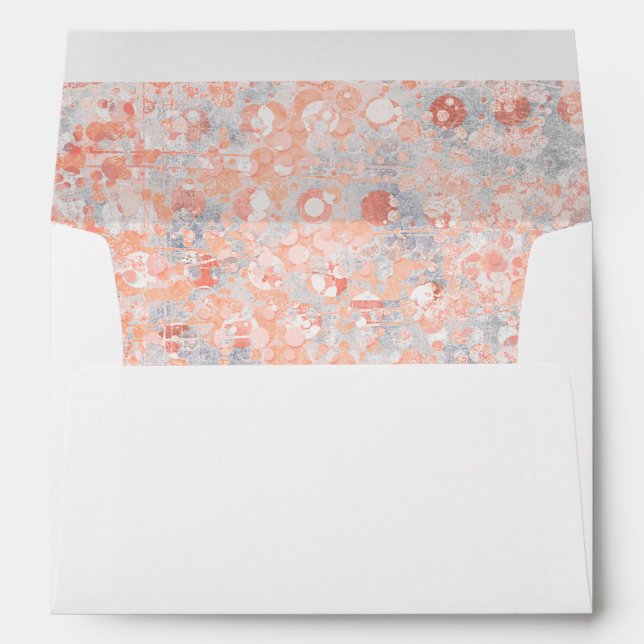 Lights grey and coral pink wedding envelope (Back (Bottom))
