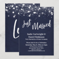 Lights Grunge Just Married Navy Reception-Only