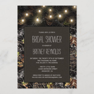 Lights + Hunting Camo Bridal Shower Invitations
