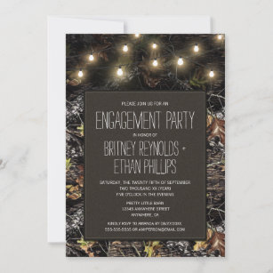 Lights + Hunting Camo Engagement Party Invitations