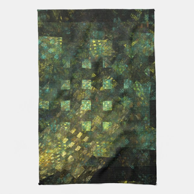 Lights in the City Abstract Art Kitchen Towel (Vertical)