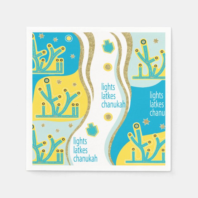 Lights Latkes Chanukah Napkin (Front)