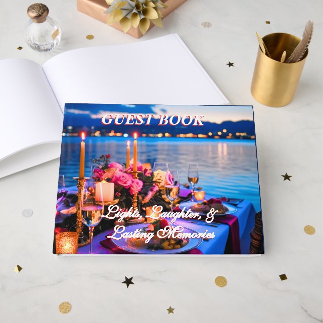 Lights, Laughter, & Lasting Memories Guest Book (Front Open)