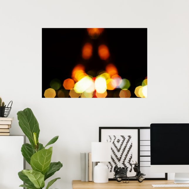 Lights of Paris, Eiffel Tower Art Poster (Home Office)