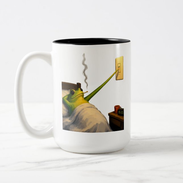 Lights Out, Still Awake Two-Tone Coffee Mug (Left)