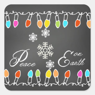 Lights Peace on Earth Christmas Holiday Stickers
