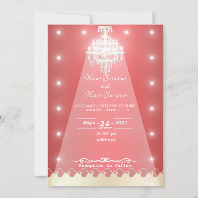 Lights red-chandelier invitation (Front)