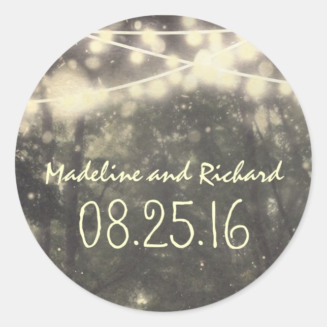 lights rustic wedding stickers (Front)