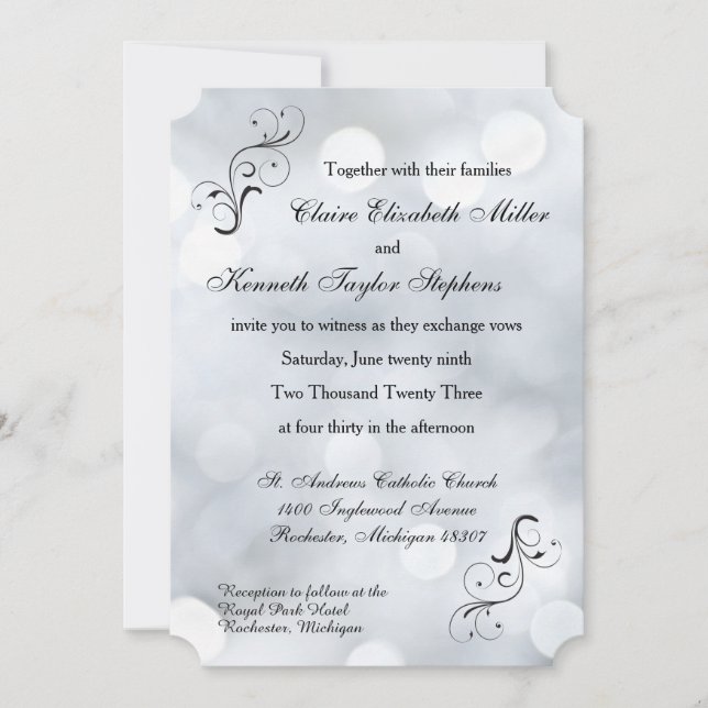 Lights Snow Glitter Sparkles Wedding Invitation (Front)