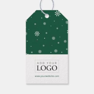 Lights & Snow Green Merry Christmas Business Logo Gift Tags
