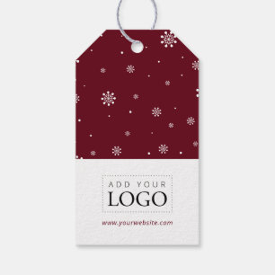 Lights & Snow Red Merry Christmas Business Logo Gift Tags