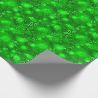 Lights & Snowflakes, Green - Christmas Wrapping Paper