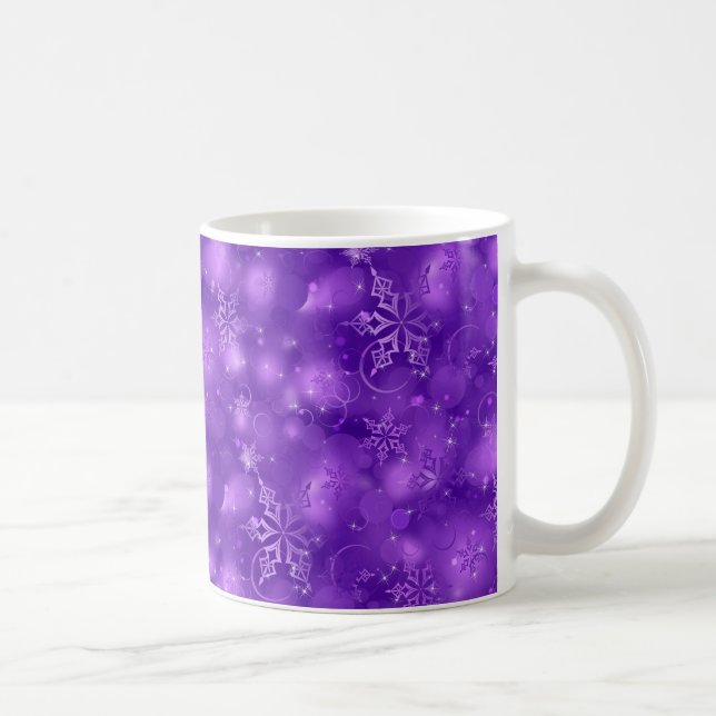 Lights & Snowflakes, Purple - Christmas Coffee Mug (Right)