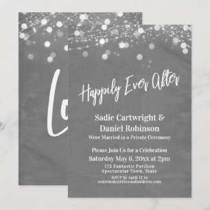 Lights Texture Happily Ever After Reception Grey Invitation