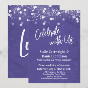 Lights Textured Celebrate with Us Purple Reception Invitation