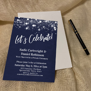 Lights Textured Let's Celebrate Navy Reception Invitation