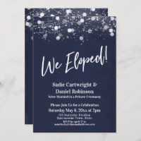 Lights Textured We Eloped Navy Reception-Only