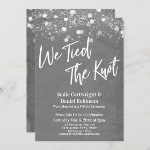 Lights Textured We Tied the Knot Grey Reception  Invitation