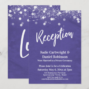Lights Textured Wedding Reception-Only Purple Invitation