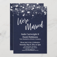 Lights Textured We're Married Navy Reception-Only