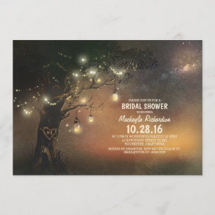 Lights Tree & Mason Jars Rustic Bridal Shower Invitation