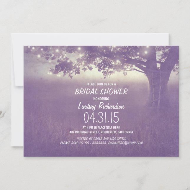 lights tree rustic bridal shower invitation (Front)