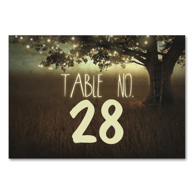 Lights Tree Wedding Table Number Cards Place Cards (Front)