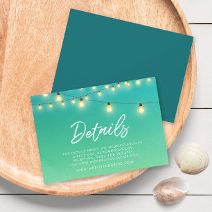 Lights Watercolor Sea Glass Wedding Details RSVP Card