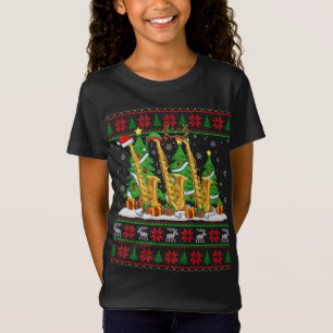 Lights Xmas Sweater Style Ugly Santa Saxophone Chr