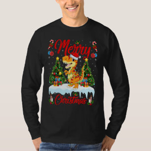 Lights Xmas Tree Santa Allosaurus Dinosaur Christm T-Shirt