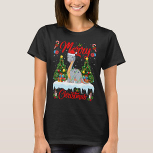 Lights Xmas Tree Santa Diplodocus Dinosaur Christm T-Shirt