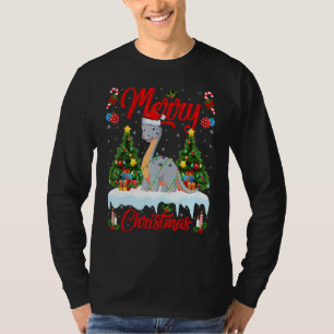Lights Xmas Tree Santa Diplodocus Dinosaur Christm T-Shirt