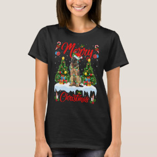 Lights Xmas Tree Santa German Shepherd Dog Christm T-Shirt