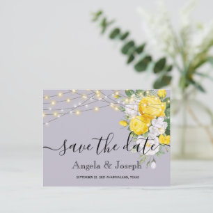 lights Yellow Floral        Save the Date  Announcement Postcard