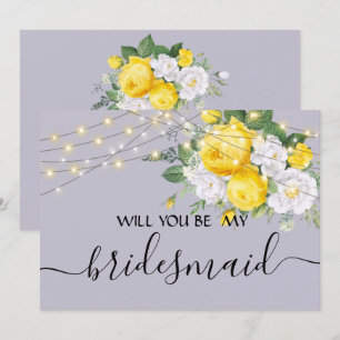 lights Yellow Floral  will be my bridesmaid    Invitation