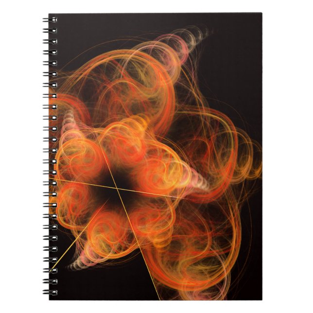Lightworks Abstract Art Fractal of Fiery Energy Spiral Notebook (Front)