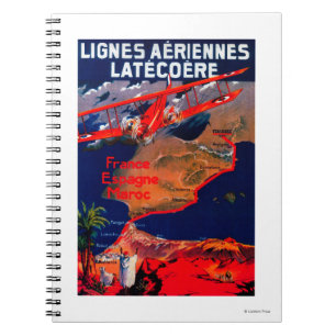 Lignes Aeriennes Latecoere Vintage Poster Spiral Notebook