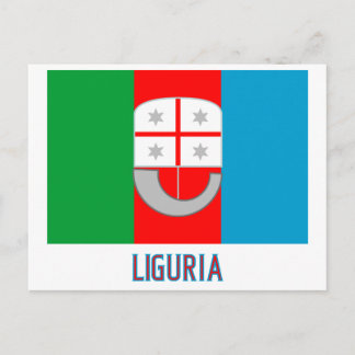 Liguria flag with name postcard