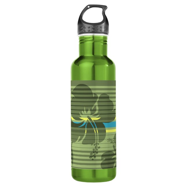 Lihue Hibiscus Stripe Hawaiian 710 Ml Water Bottle (Front)