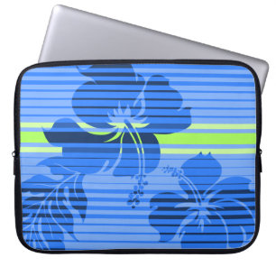 Lihue Hibiscus Stripe Hawaiian Neoprene Wetsuit Laptop Sleeve