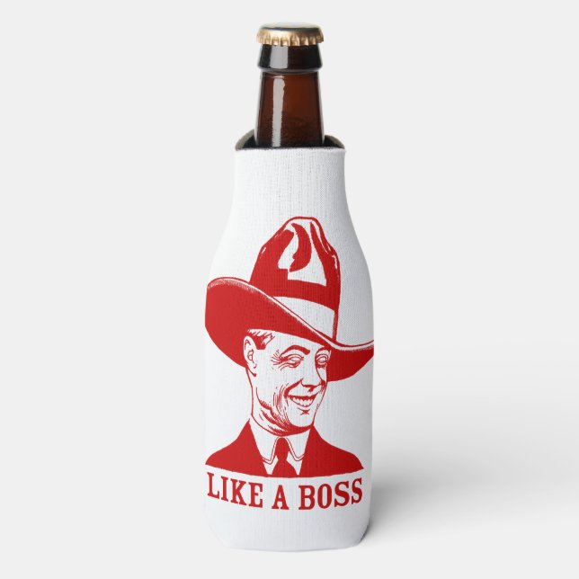 "Like A Boss" Bottle Cooler for Guys (Bottle Front)