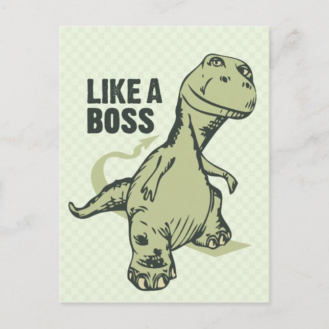 Like a Boss Dinosaur Postcard (Front)
