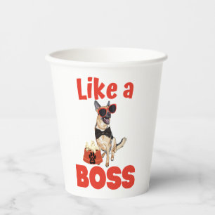 Like A Boss German Shepherd Paper Cups