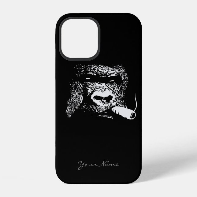 Like a Boss Smoking Gorilla Custom Name iPhone Case (Back)