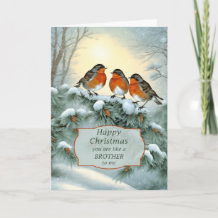 Like a Brother To Me Robins Happy Christmas Holiday Card