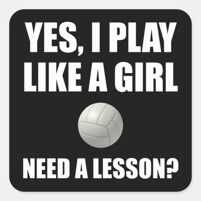 Like A Girl Volleyball Square Sticker (Front)