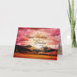 Like a grandson to me birthday, Sunset mountains Card