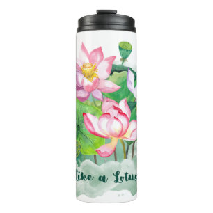 Like a Lotus Watercolor painting Personalised Gift Thermal Tumbler